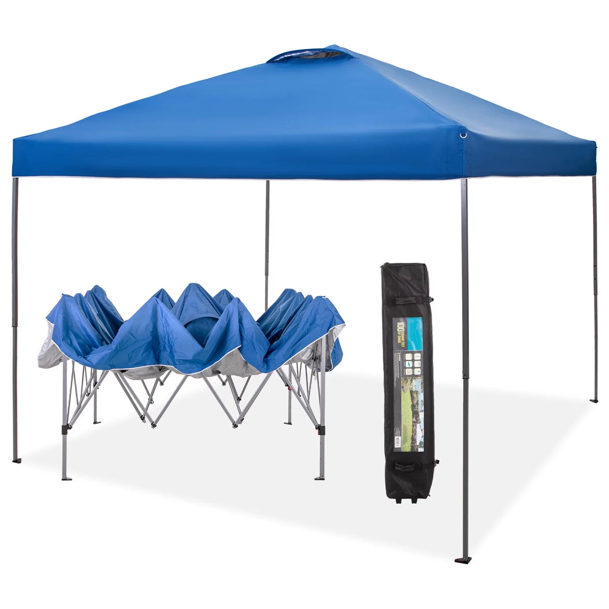 10x10ft Pop-up Canopy Tent with Wheeled Bag - Blue H238
