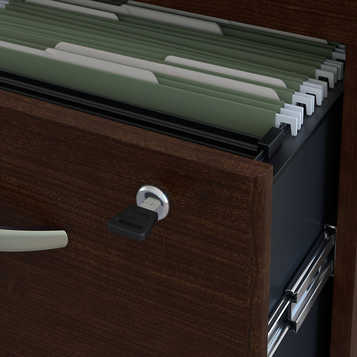 Mocha Left Hand Sit to Stand L Shaped Desk with Mobile File Cabinet K134