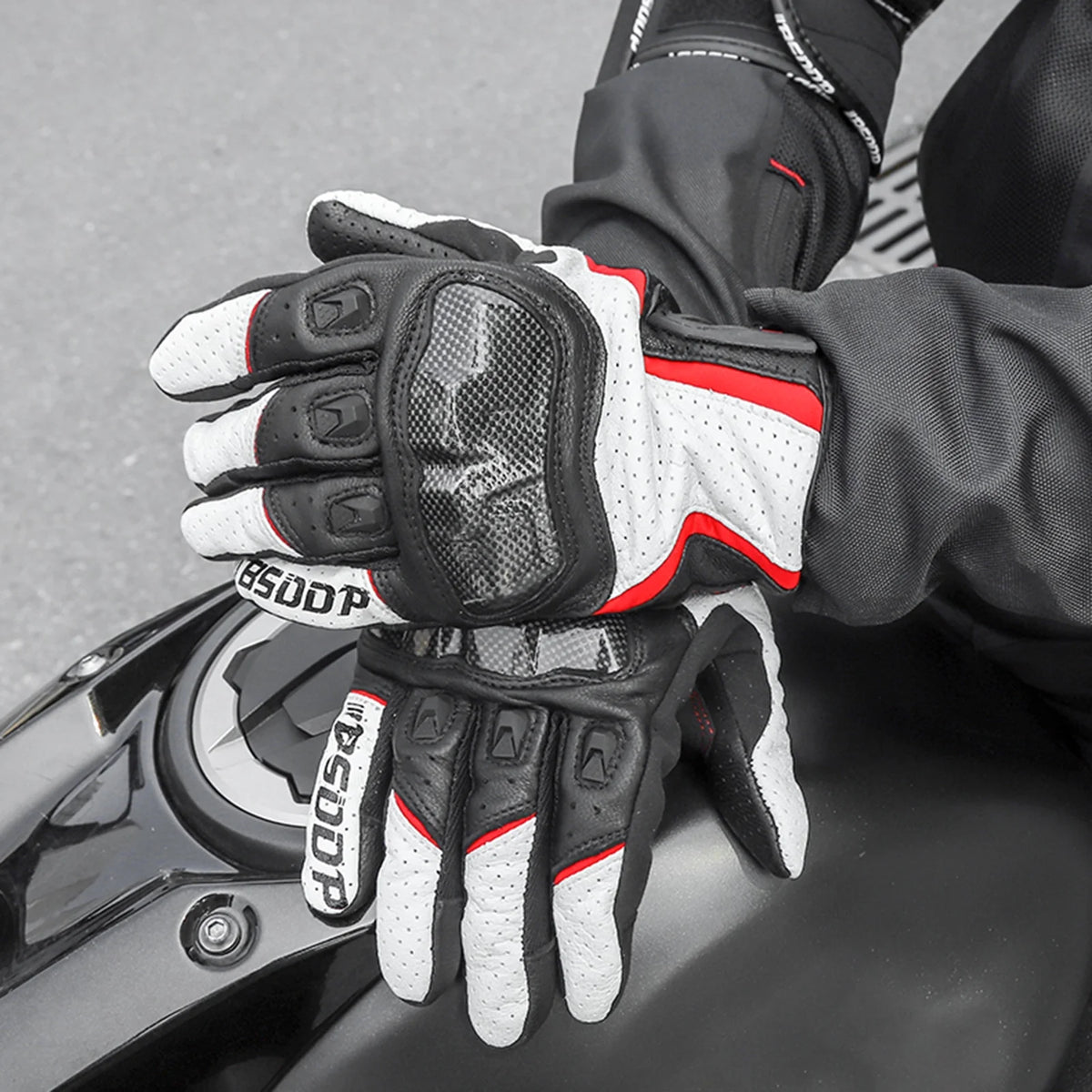 Motorcycle Gloves with Carbon Fiber Protective Hard Knuckles A240