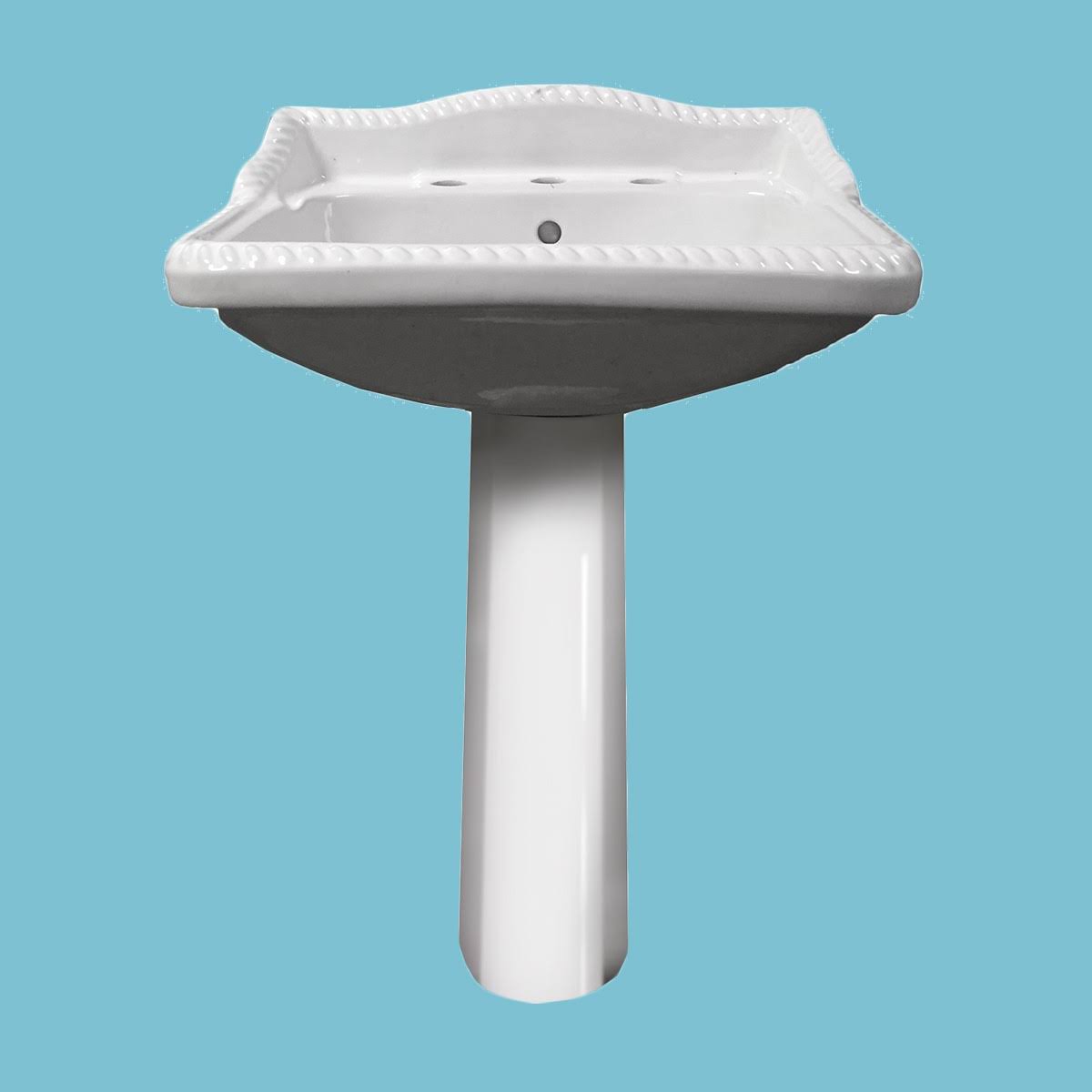 White Widespread Roped Pedestal Sink O74905