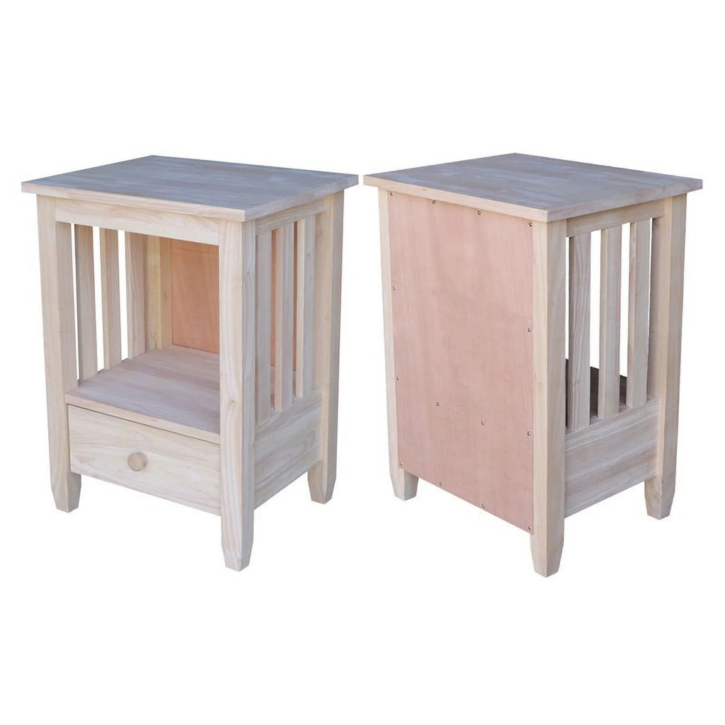 Solid Wood Unfinished End Table with Drawer Y77474