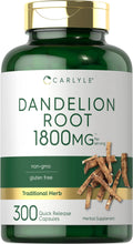 Dandelion Root 1800mg 300 Capsules Non-GMO Gluten Free Supplement Z202