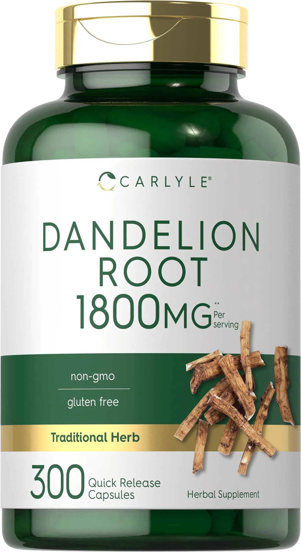 Dandelion Root 1800mg 300 Capsules Non-GMO Gluten Free Supplement Z202