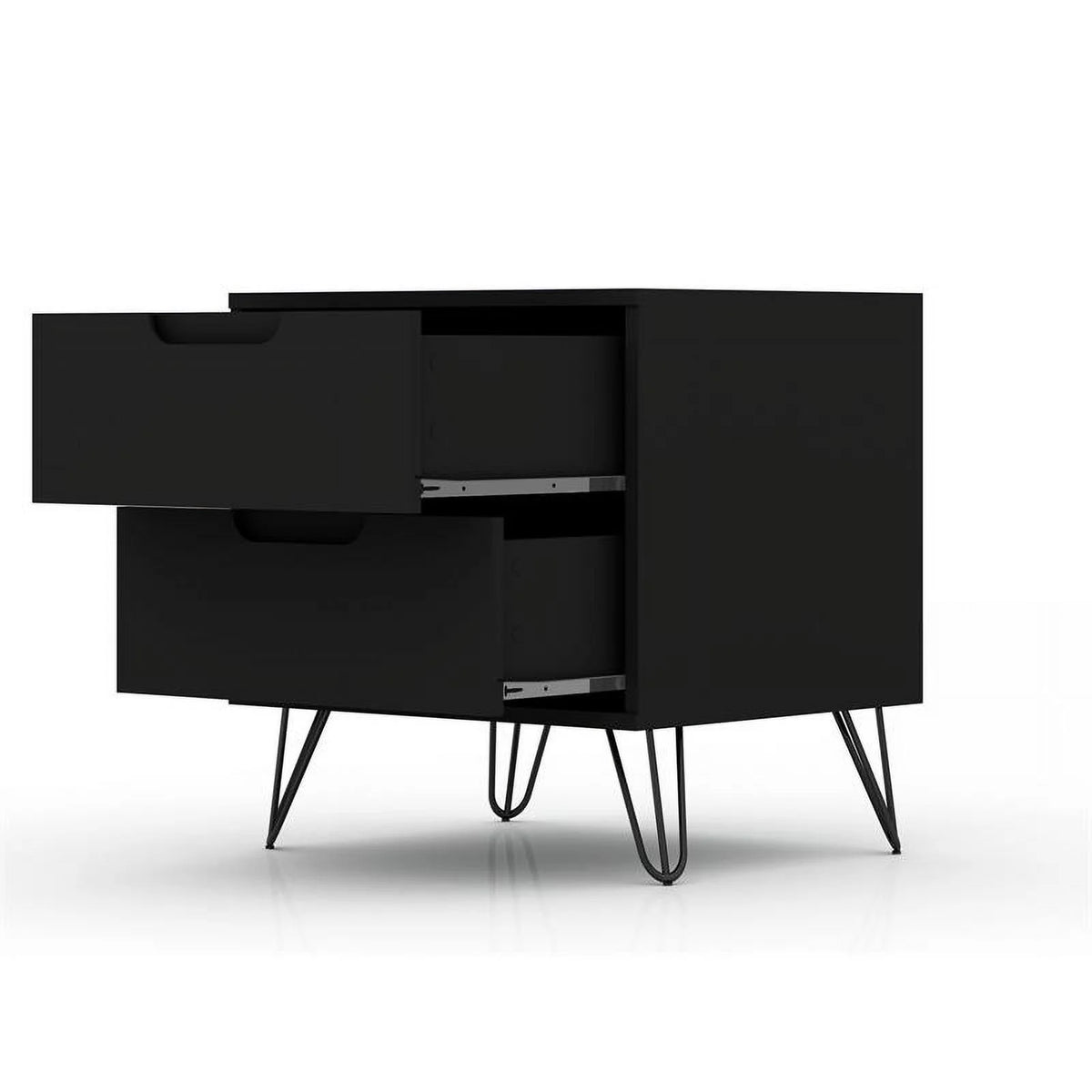 2-Drawer Black Engineered Wood Nightstand C990