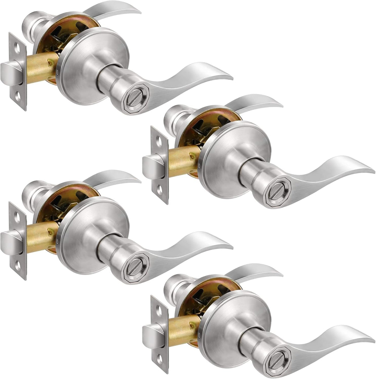 Satin Nickel Privacy Door Lever Handle, Set of 4 X79300