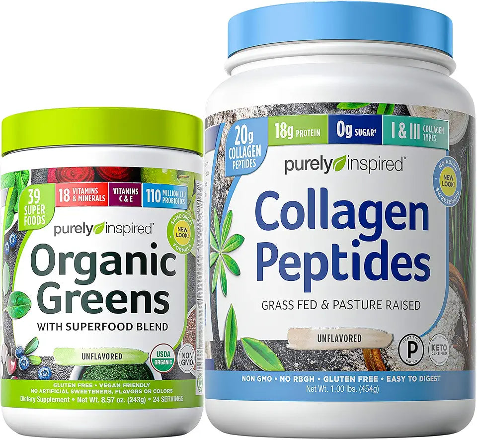 Organic Greens Superfoods Powder and Collagen Peptides Powder B94286
