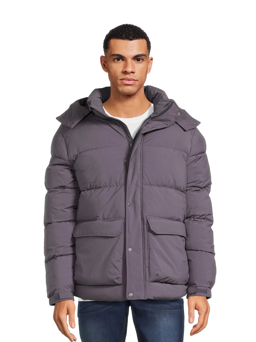 Men's Quilted Puffer Jacket with Removable Hood H83906