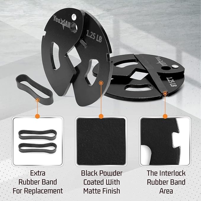 Fractional Weight Plates Set, Steel and Rubber, 1.25LB, 2.5LB, 5LB T714807