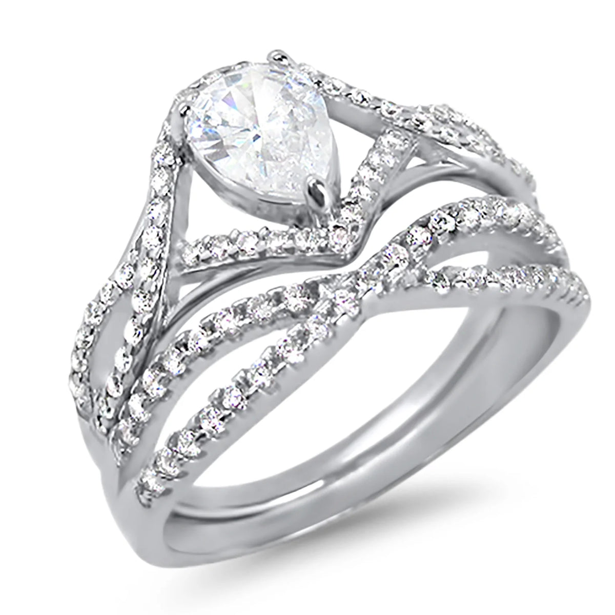 Sterling Silver Wedding Ring Set E189