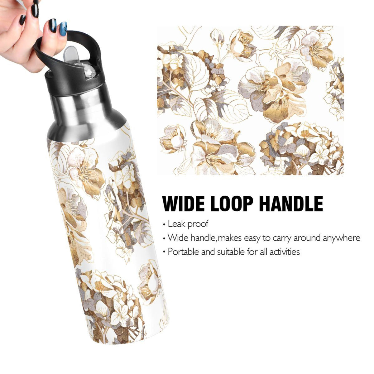 Stainless Steel Insulated Thermos Vacuum Flask with Straw Lid Y661662