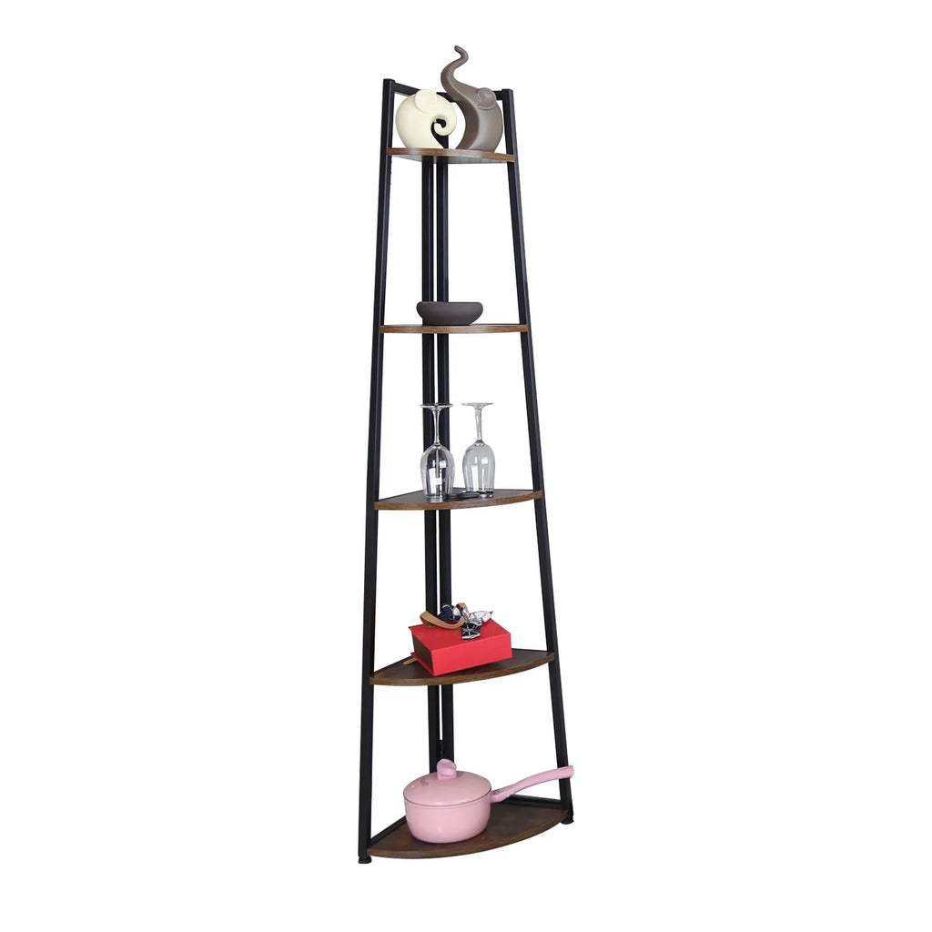 65 Inch Brown 5-Tier Corner Shelf T52393