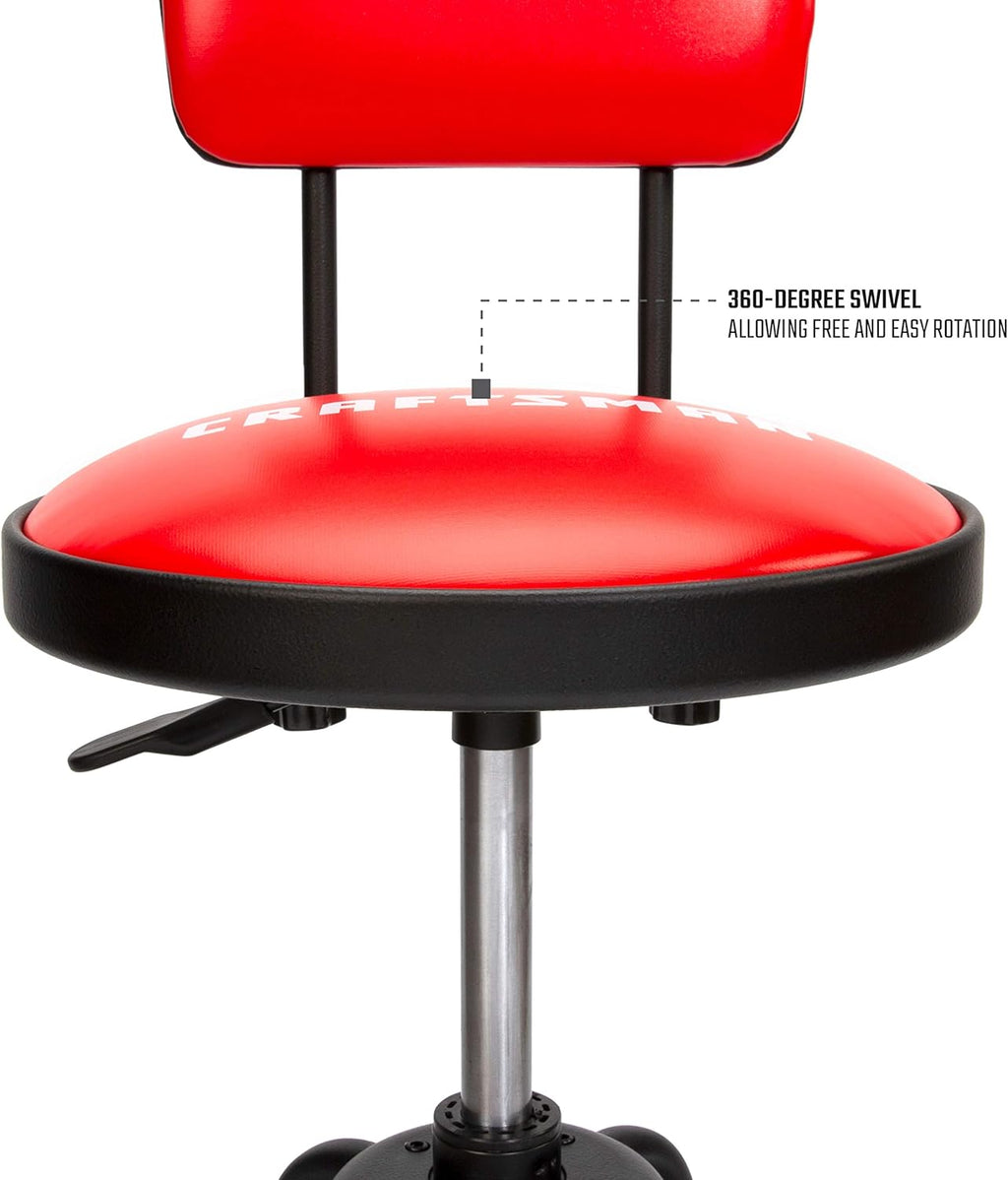 Adjustable Height Work Shop Stool with Padded Vinyl Seat O21443
