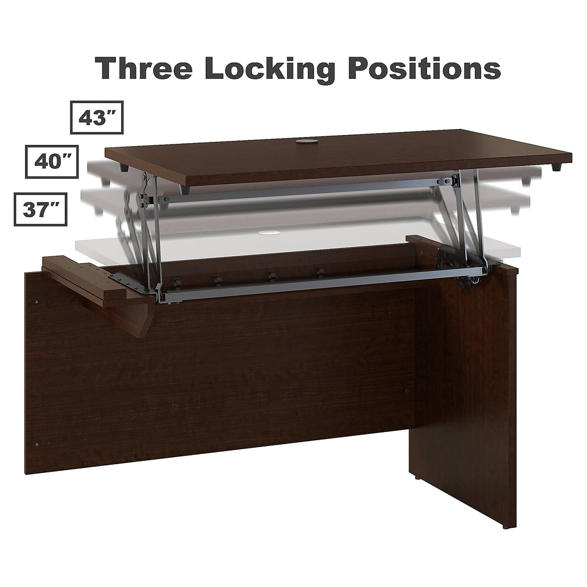 Mocha Left Hand Sit to Stand L Shaped Desk with Mobile File Cabinet K134