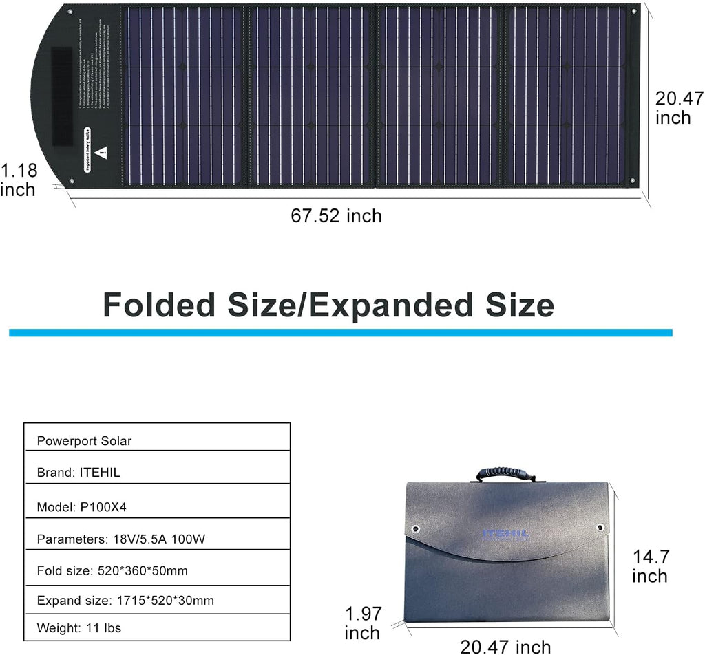 100W 18 Volt Monocrystalline Foldable Solar Panel with USB Output Z509