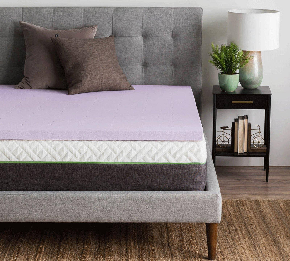 Queen 2 inch Lavender Memory Foam Mattress Topper A437