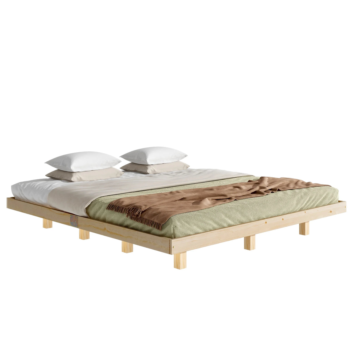 White Full Size Floating Bed Frame with LED Lights J375574