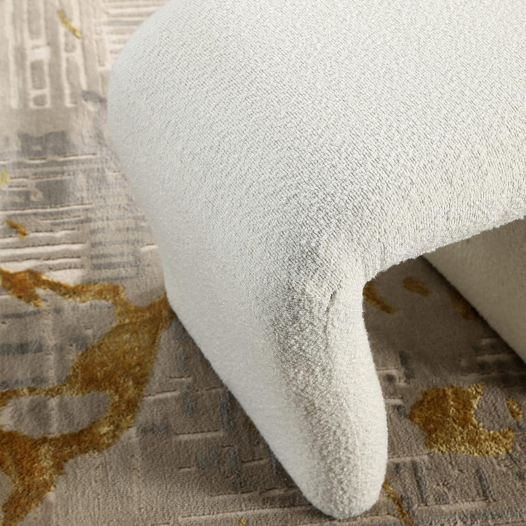 Boucle Vanity Stool with Wooden Legs B577