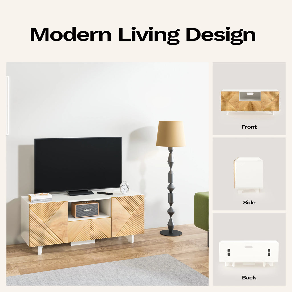 Mid Century Modern TV Stand with Power Outlets Q475