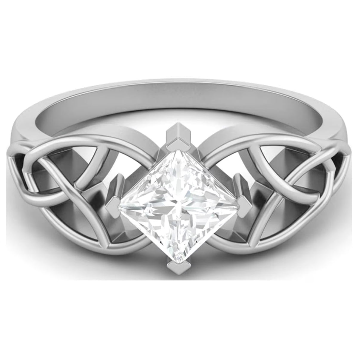 0.75 Carat Moissanite Diamond E Color VS1 Clarity 925 Silver Celtic Ring W43232