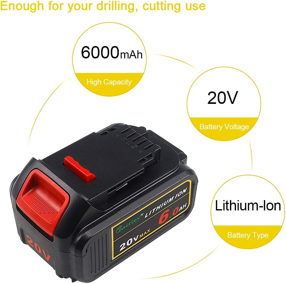 2 Pack 6.0A Replacement Battery for Dewalt 20V Tools Z41480