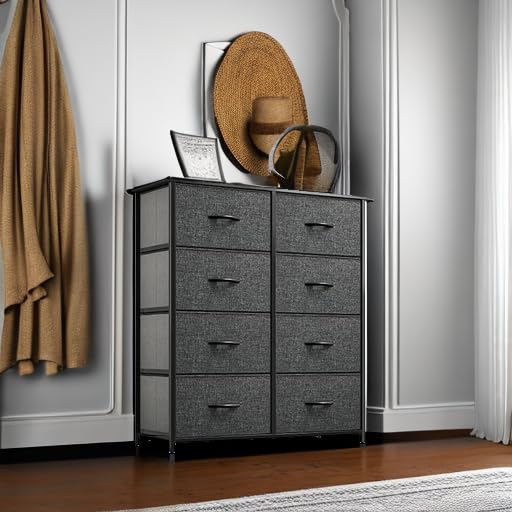 Black 8 Drawer Fabric Dresser N8995