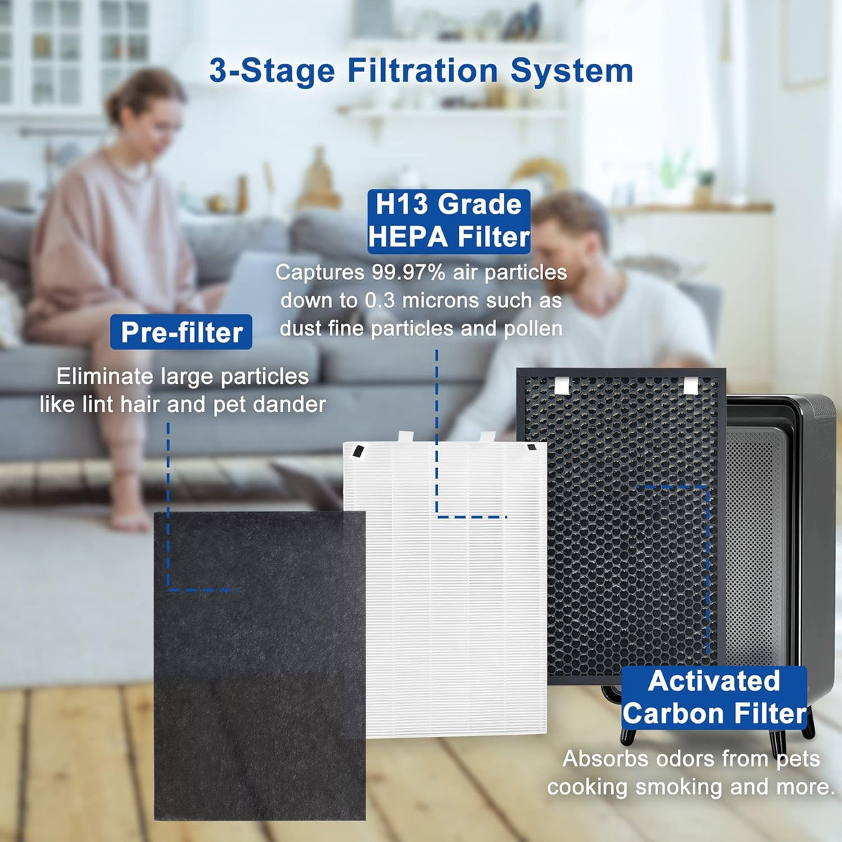 1 Set Replacement Filter with H13 Grade HEPA Filter and Activated Carbon Filter Y652541