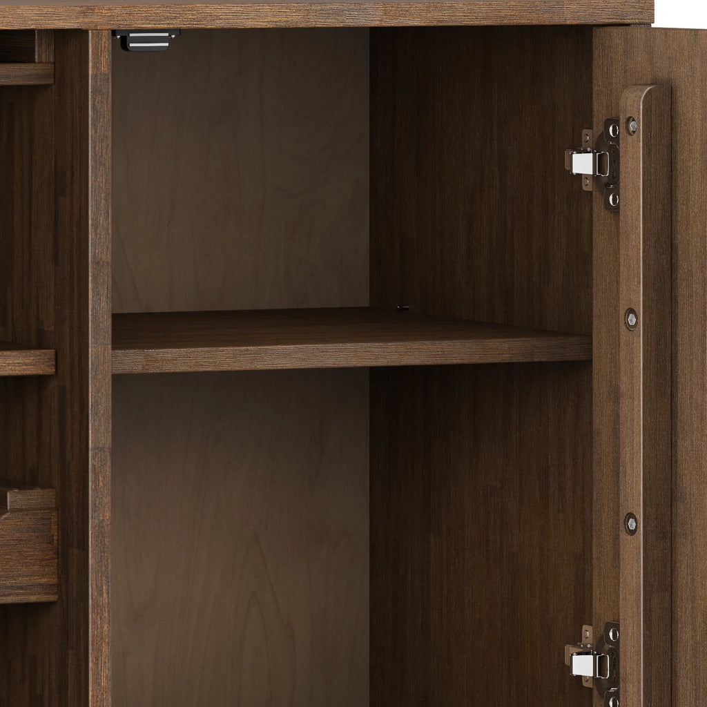 Rustic Natural Aged Brown Solid Acacia Wood Wine Cabinet R648