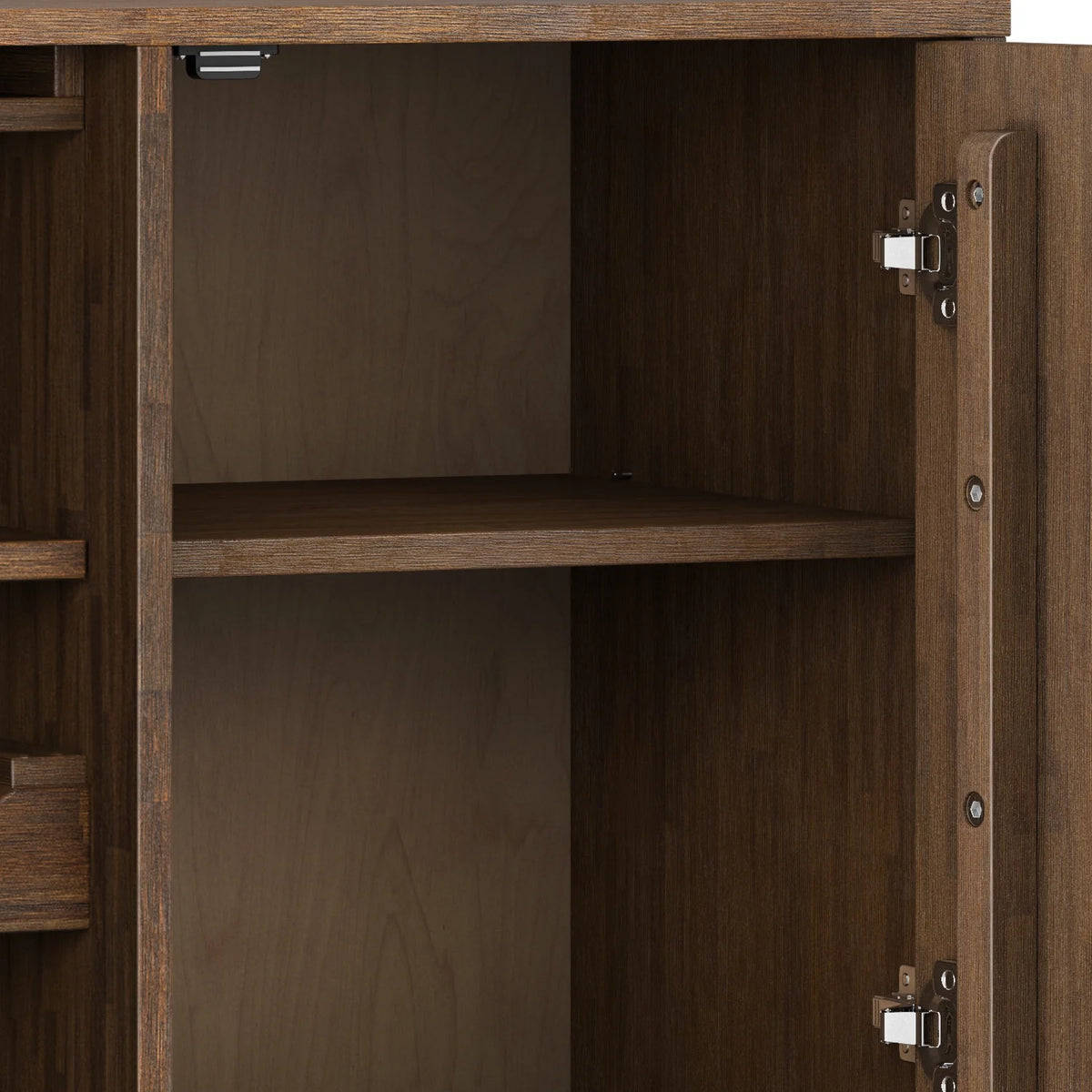 Rustic Natural Aged Brown Solid Acacia Wood Wine Cabinet R648