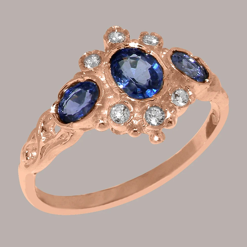 9k Rose Gold Natural Sapphire & Diamond Ring D470