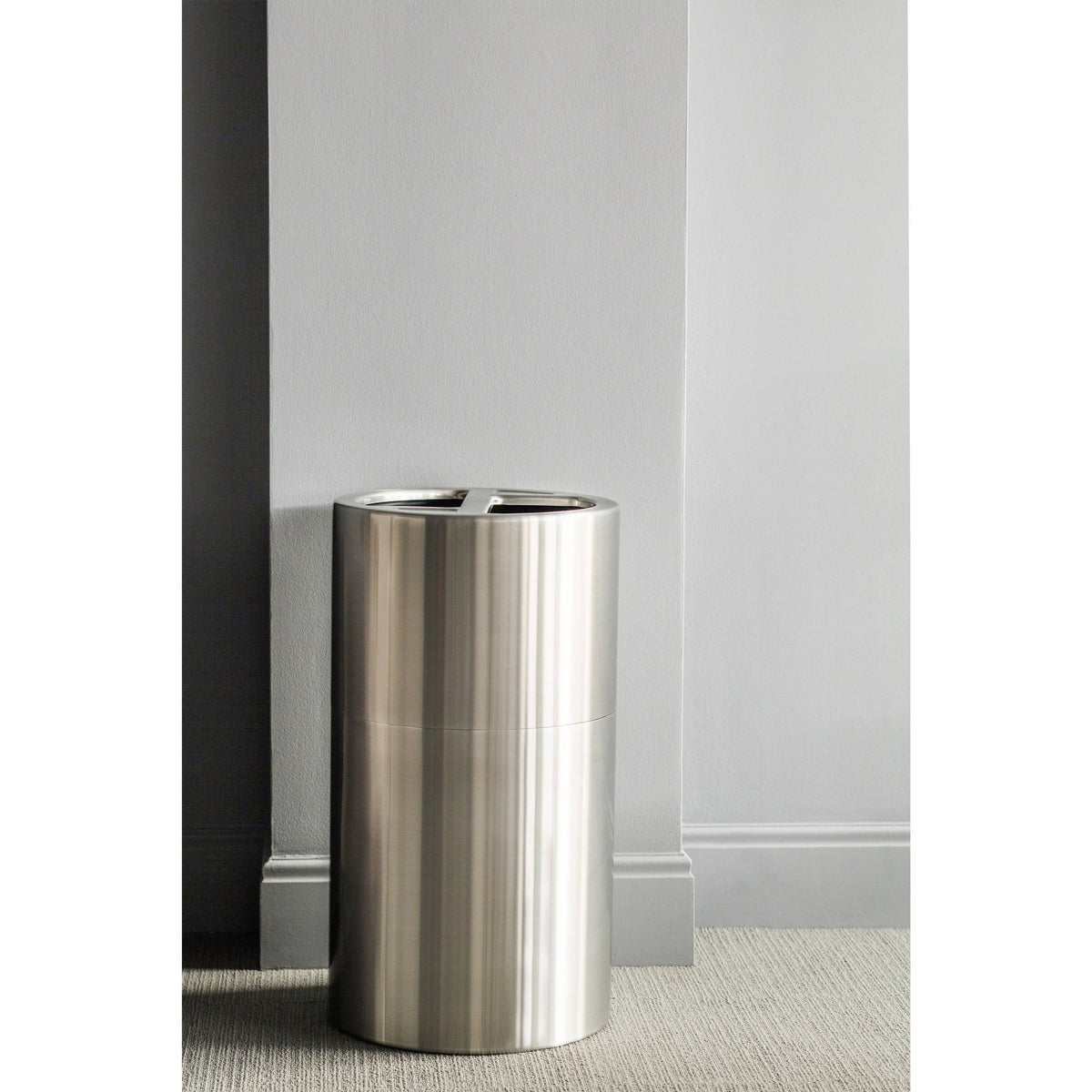 Dual Recycling Receptacle, 30 gal, Stainless Steel E95844