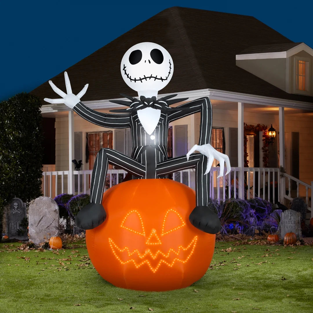 Jack Skellington on Pumpkin Halloween with Micro LED Lights I6623